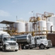 Tank trucks at refinery